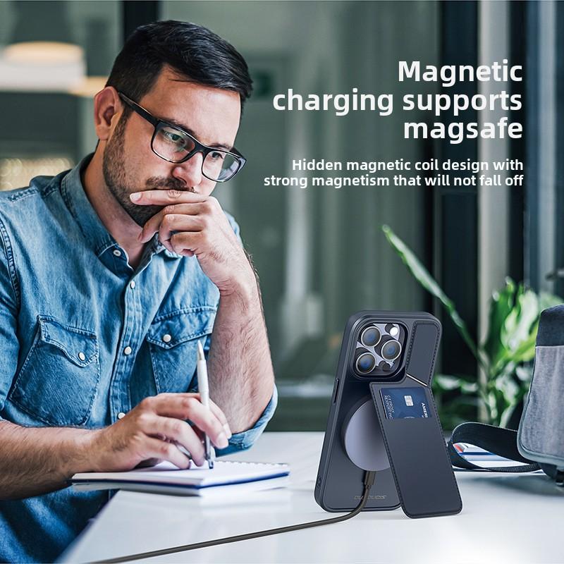 Suitable for IPhone16Pro Case MagSafe Magnetic Plug-in Card 14/13 Stand Apple 15 Case
