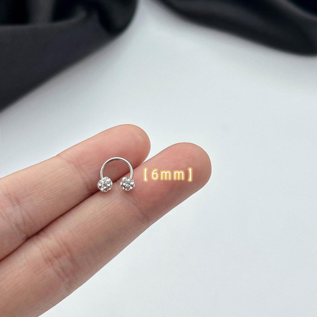 Full Drilling Geometric Round High-End Sense C-Shaped Stud Earrings, Simple Spiral Design Sense U-Shaped Stud Earrings