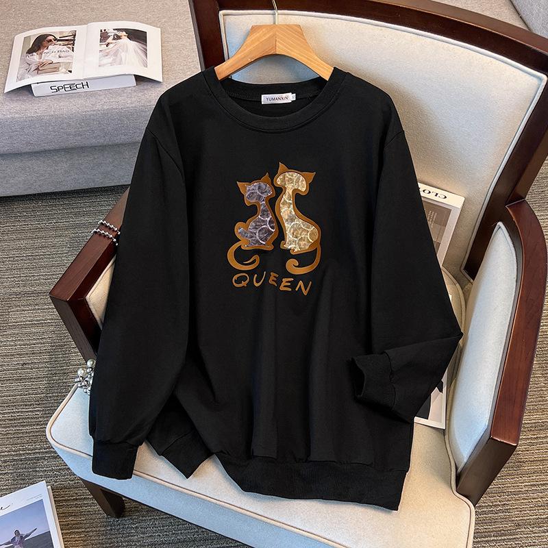 Plus Size Autumn Hoodie, 200-350 Jin, Loose Fit, Bust 150/160
