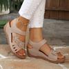 Womens Flower Wedge Sandals 2026 Platform Chunky Heel Open Toe Beach Shoes Casual Outdoor Sandals
