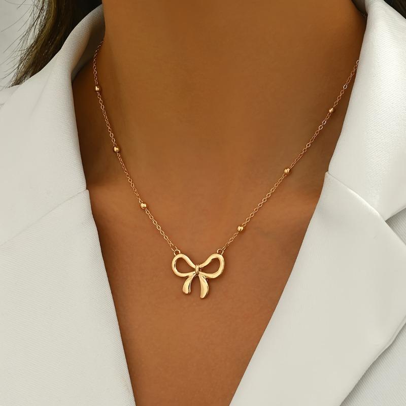 Elegant Minimalist Ball Bow Pendant Necklace, Perfect Gift for Friends