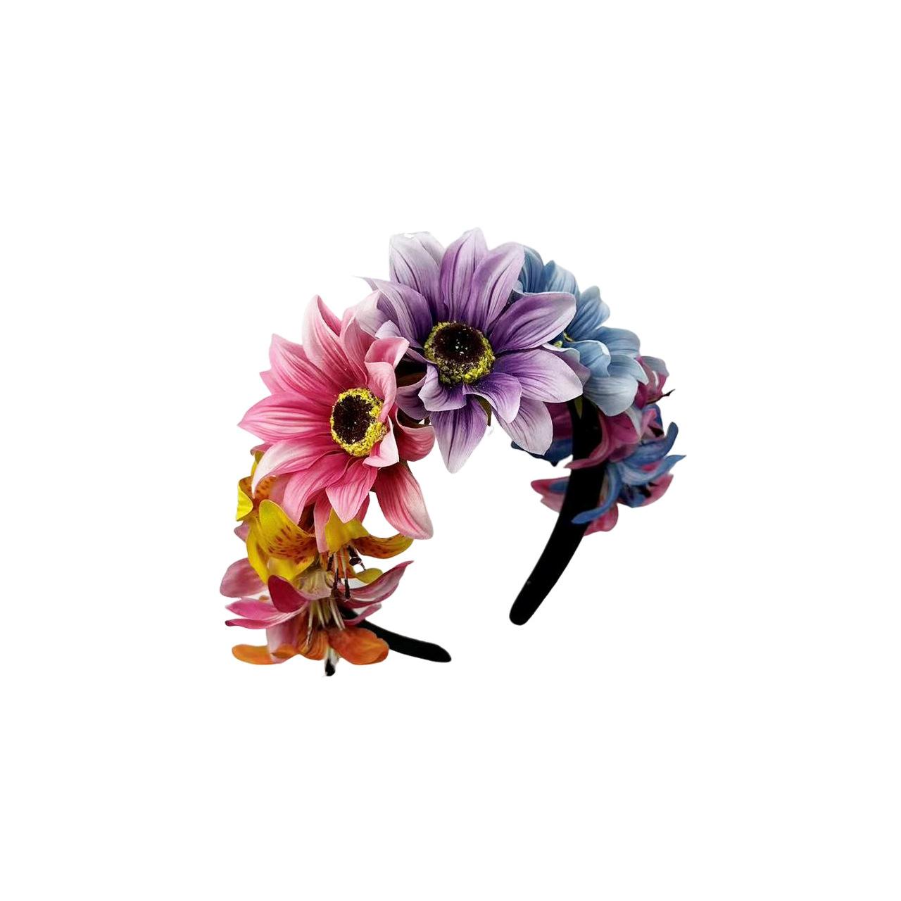 Европейские и американские ободки с ромашками, пляжный отдых, подсолнечные украшения для волос, богемные цветочные головные уборы