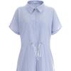 Shop   Summer Vacation Look Stripe Collar Neck Zip Up String Short Sleeve Dress 