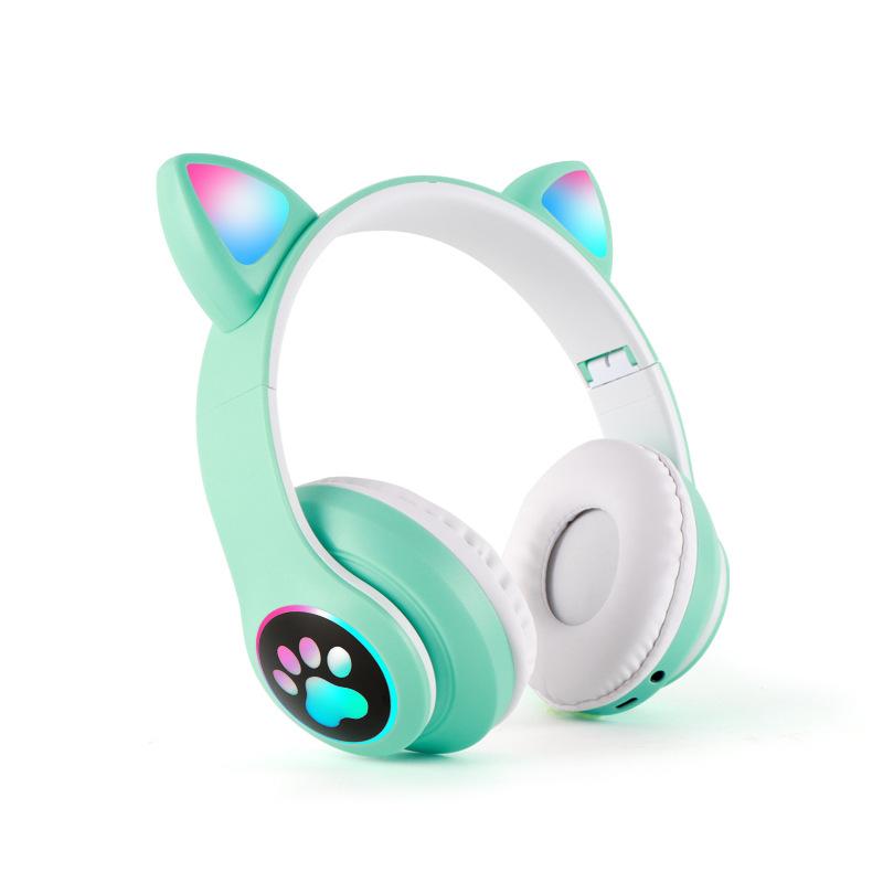 Girl Luminous Cat Ear Headset Wireless Bluetooth Headset Foldable Sports E-sports Headset