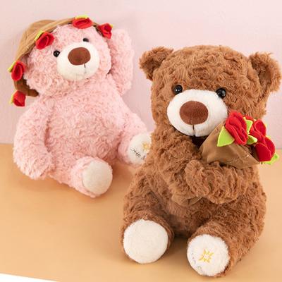 1 Stück Weicher Bär Stoffpuppe Romantisches Geschenk für Liebhaber Kawaii Bär mit Rosen Plüschtier Heimdekoration Valentinstagsgeschenke