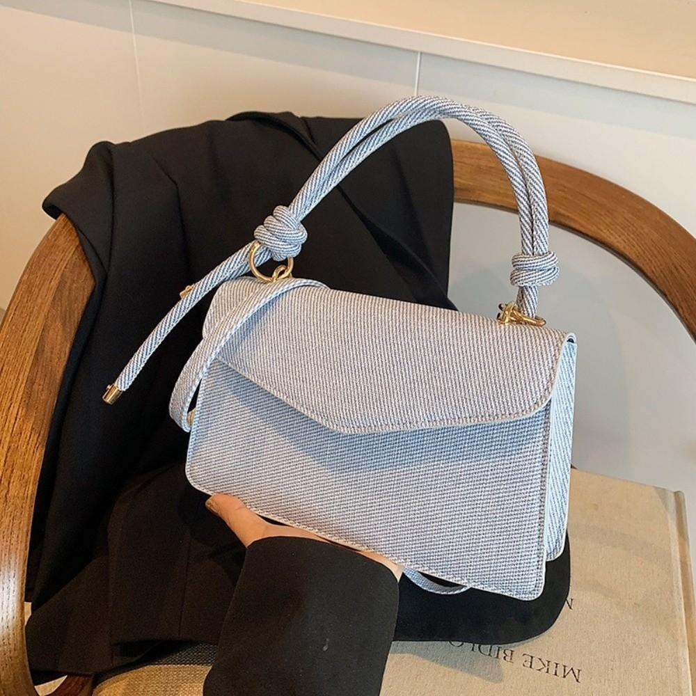 Lightweight Knotted Rope Detail Handbag Stylish Square Crossbody Purse Daily Use