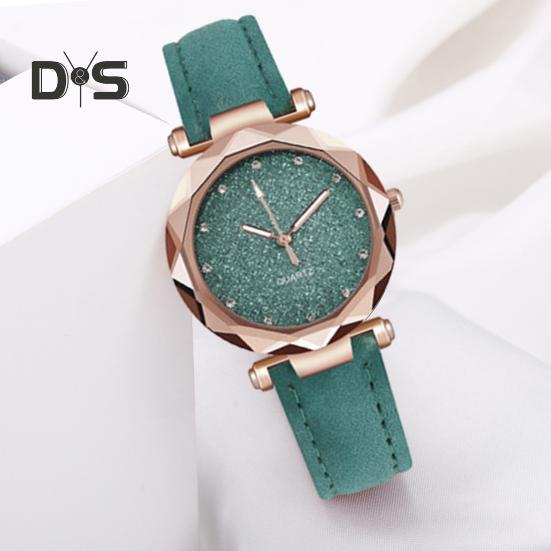 Dam Casual Klocka Strass Rund Urtavla Faux Läderarmband Dam Affär Formell Klänning Kvarts Armbandsur Mode Smycke Tillbehör Födelsedagspresent