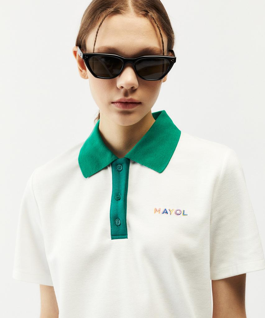 MAYOL Logo Embroidered Short Sleeve Polo Shirt_Ivory