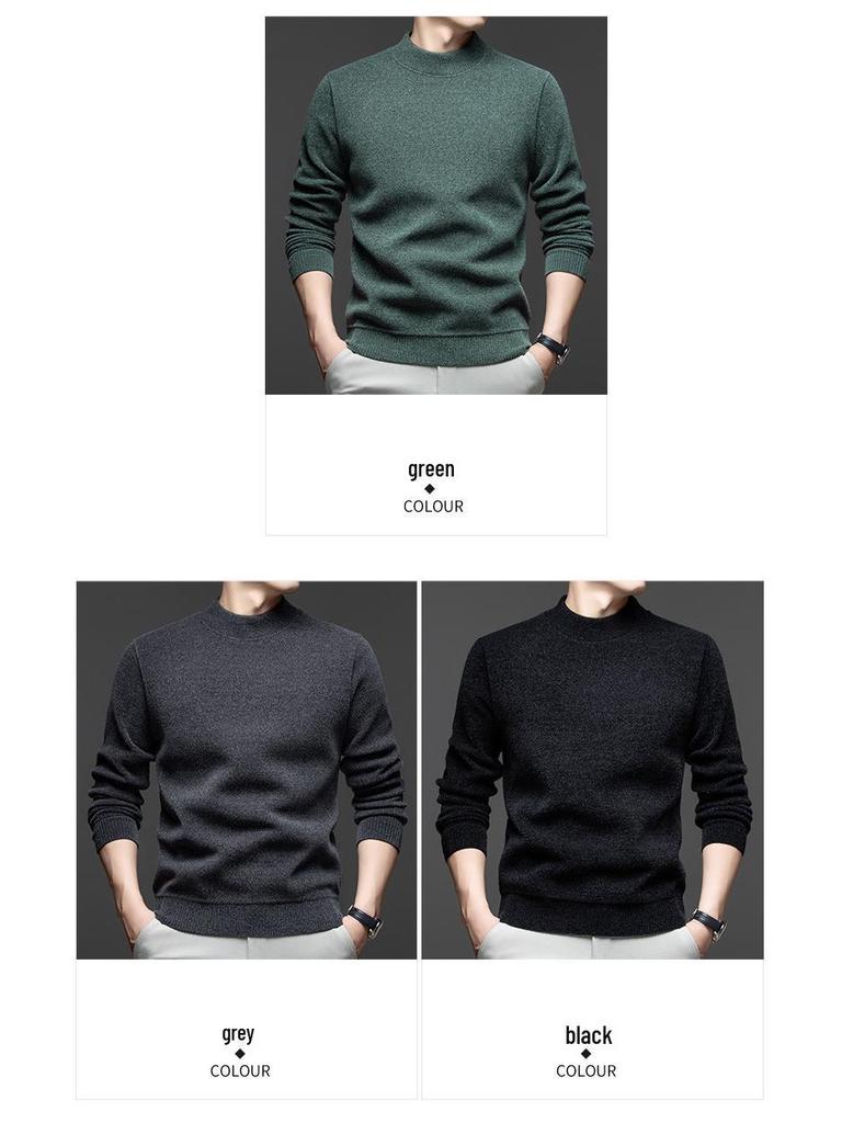 Men's Mink Fur Collar Sweater: Thick, Warm, Knitted Base Shirt for Autumn and Winter