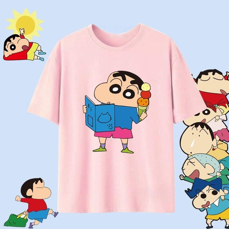 Crayon Shin Chan Shinnosuke Shiro Hug Print T Shirt Women Oversized Cute Cartoon Short Sleeve Casual Tee Top