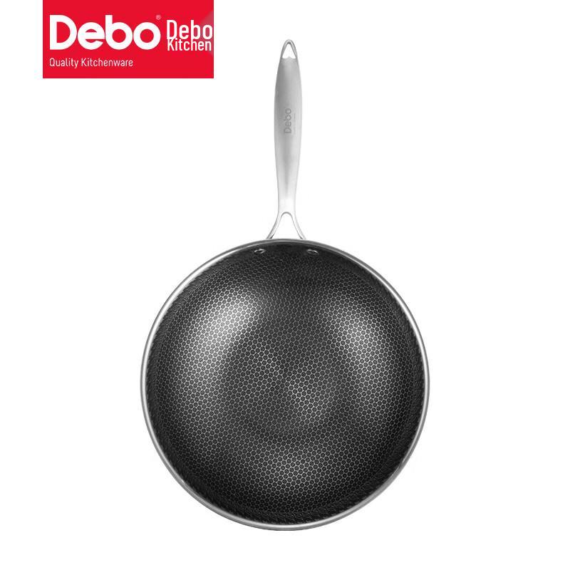 Debo 32cm Stainless Steel Wok with Lid