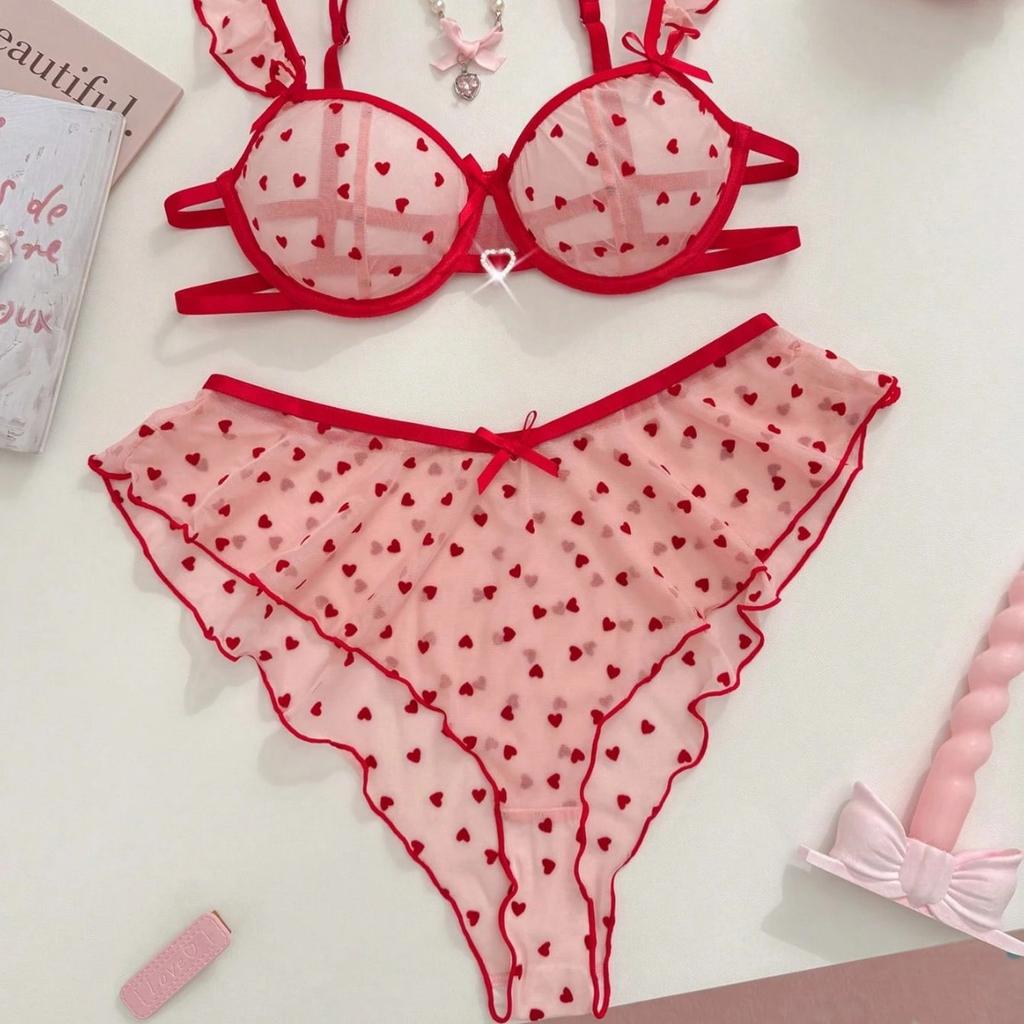 European and American Summer Mesh Underwear Girls Pure Desire Style Sexy Lace Thin Sex Bra Lace Set