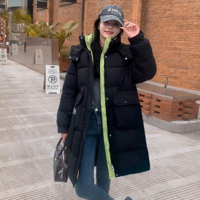 2024 Winter New Fashion Loose Removable Hat Cotton Clothes Women's Medium and Long Thickened Warm Cotton Coat