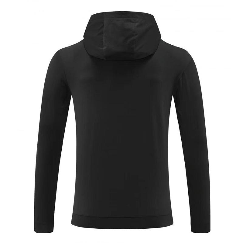 Men's and Children's Quick-Dry Black Hooded Running Suit - 2024 Spring/Autumn Collection