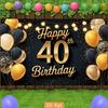 2D Adult 40th Birthday Backdrop Black Gold Themed Photography Banner