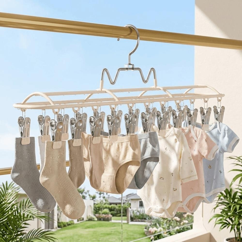 Stainless Steel Sock Drying Rack Windproof Clothes Hanger Portable Underwear Holder Outdoor Drying