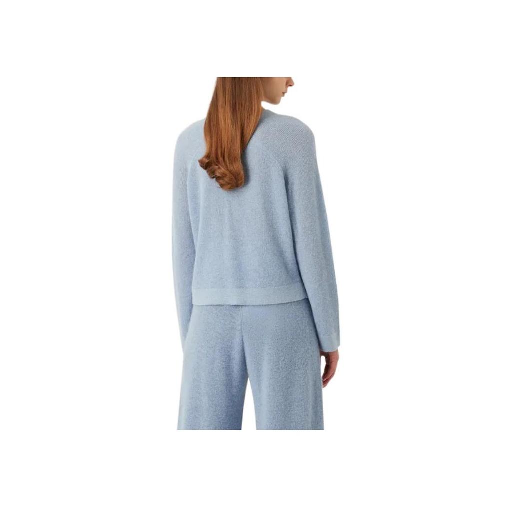 Emporio Armani Solid Color V-Neck Long Sleeve Sweater Women sweater Blue 6L2MXD-2M58Z-0713
