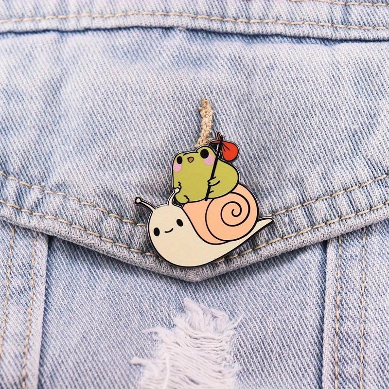 Cute Snail Frog Hard Enamel Pin Brooch Froggy Friends Traveler Badge Accessories Gift