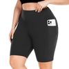 Women's Fashionable Casual Plus Size Pocketed Athletic Leggings With High Waist And Butt-Lifting Effect Cropped To Mid-Thigh Length