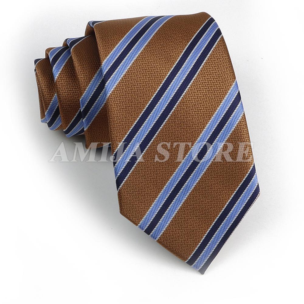 Men's Fashion Tie 7.5cm Tie Sage Green Orange Stripes Ties Business Meeting Suit Wedding Party Office Tie Men's Gift  Accessorie