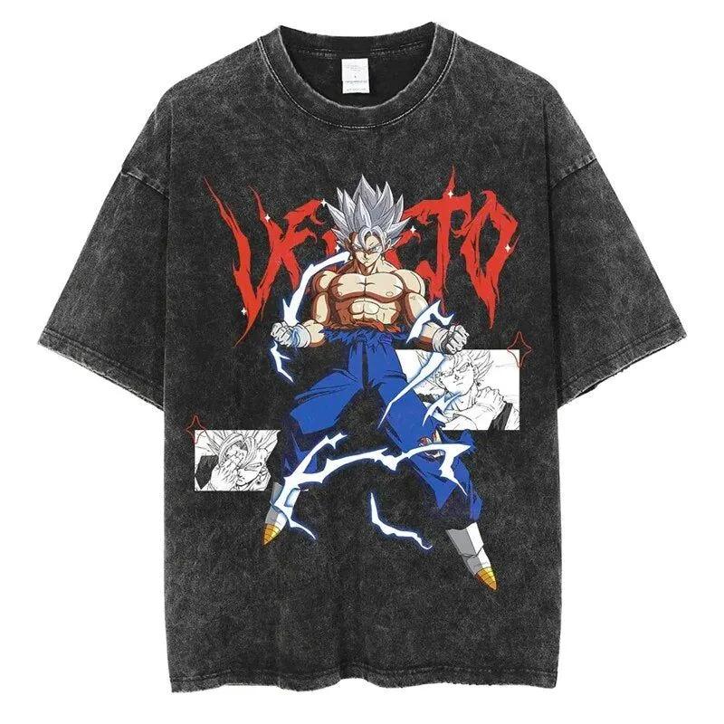 

Dragon Ball Vegito T Shirt Men Acid Wash Oversized Anime Manga Panel Red Cotton Vintage Gym Streetwear Graphic Top Tee M