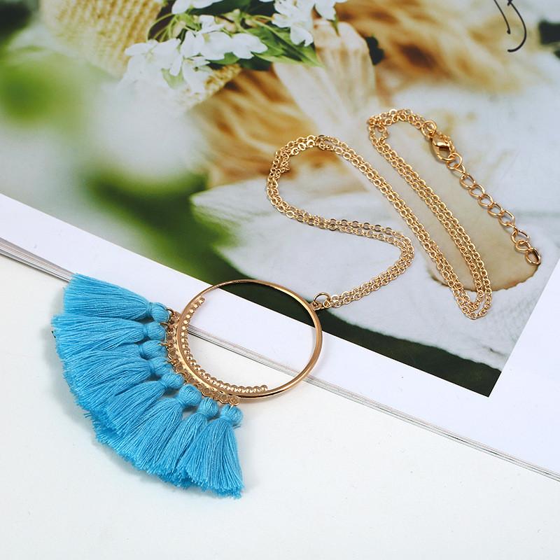 Stylish Pendant Tassel Necklace With Electroplate Finish For Summer Outfits
