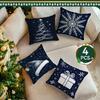 Navy Blue Christmas Cushion Pillowcase Printed Polyester 45X45Cm Throw Pillowcover Decorative Sofa Cushion Pillowslip Home Decor
