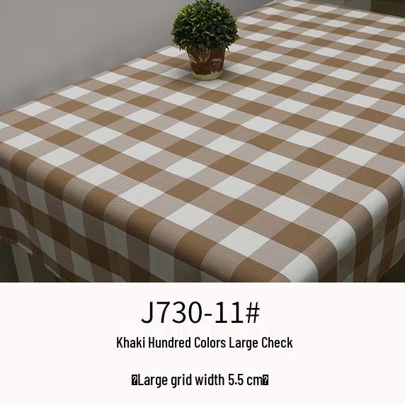 Plaid Cotton Linen Tablecloth and Cushion Fabric Set