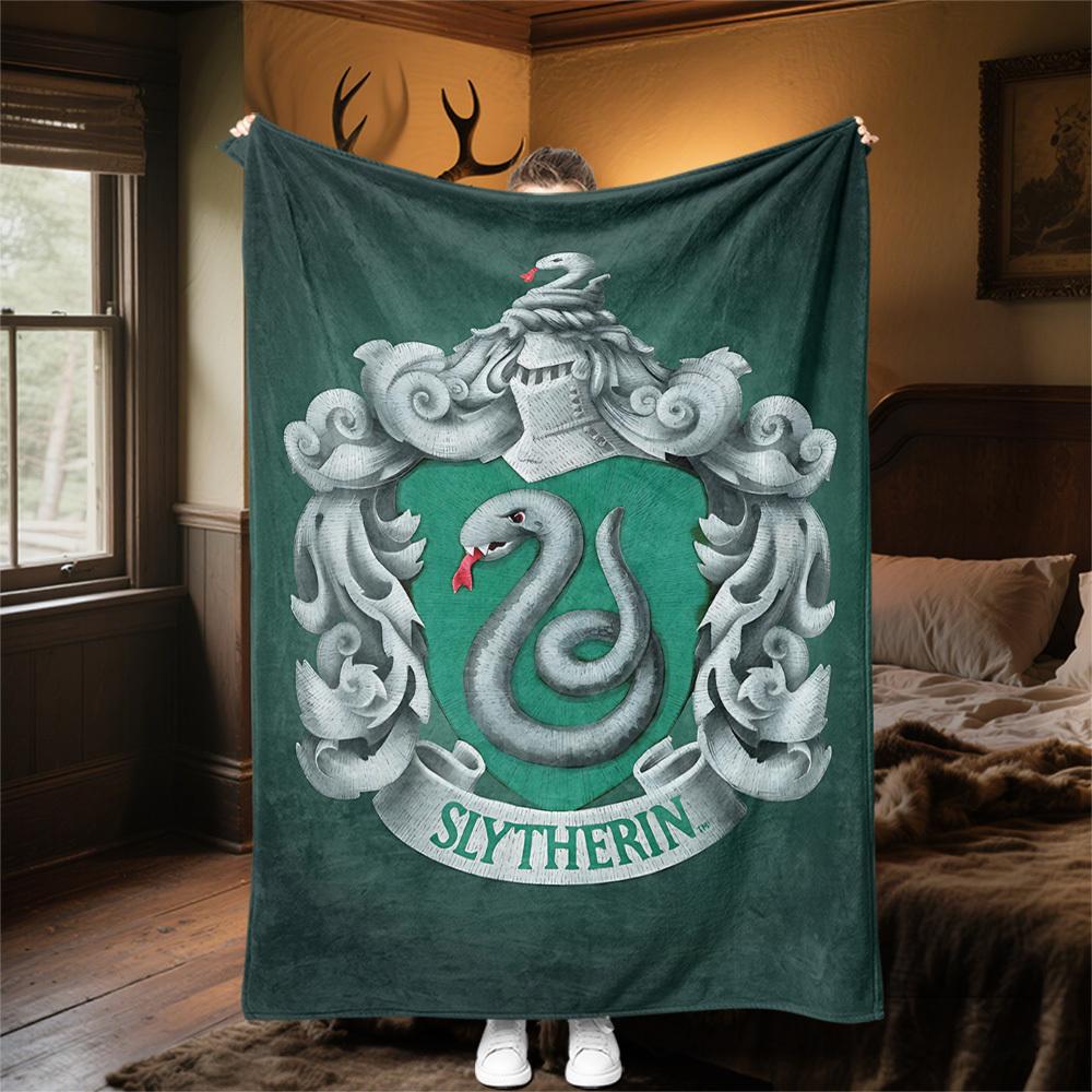 1pc Slytherin Snake Crest Outdoor Flannel Throw Blanket All Season Soft Warmth,Home Decor 1031251