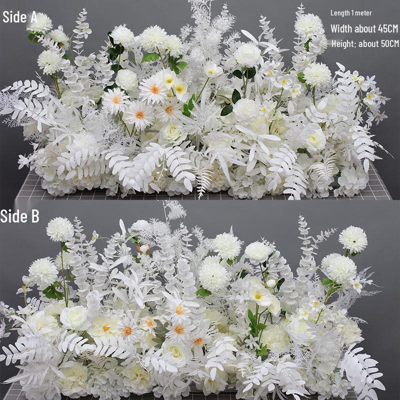 Large Wedding Aisle Runner with Silk Eucalyptus Flowers