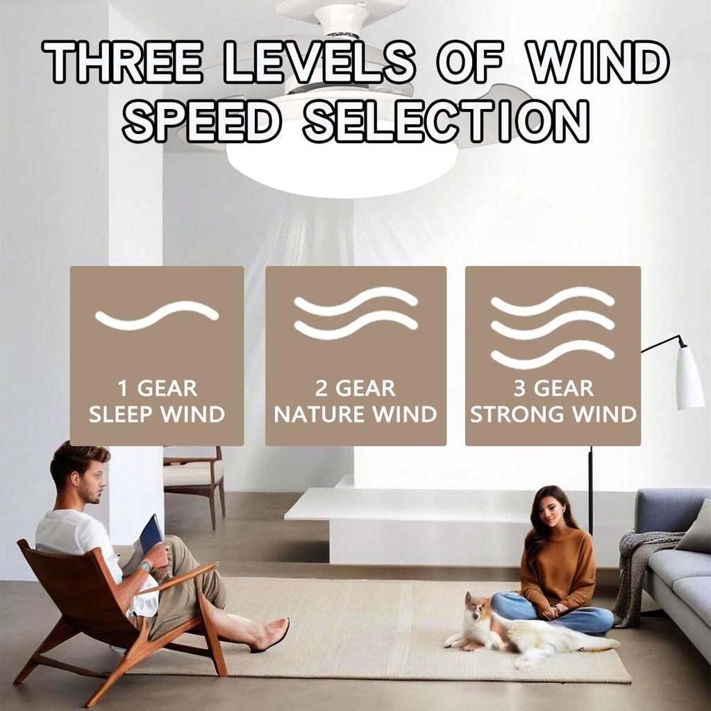 LED 48W ceiling fan light E27 with remote control for dimming, suitable for living room, study, household use, 85-265V