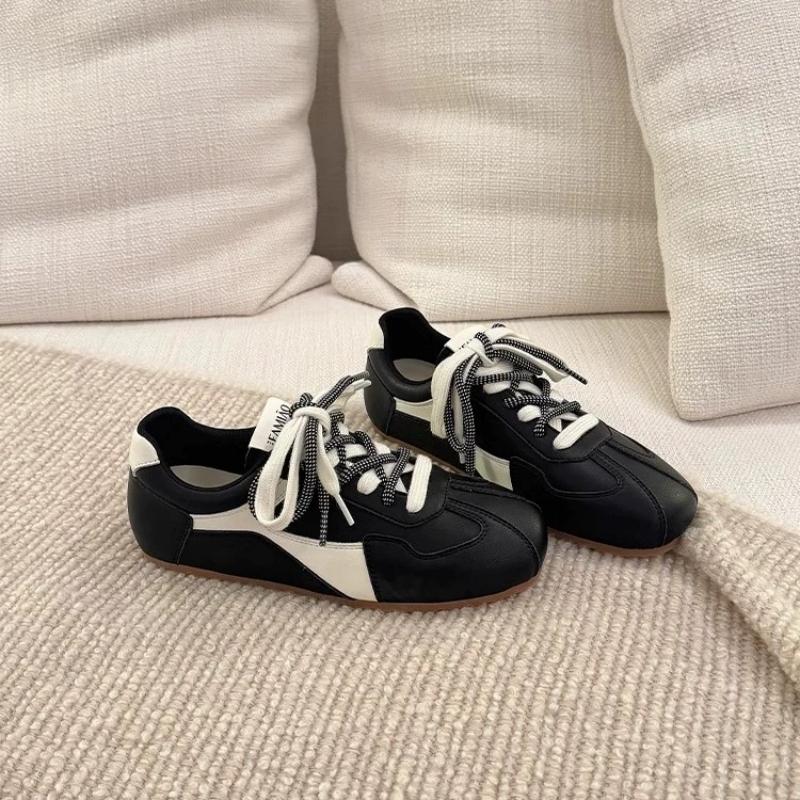 Fashion Women's Flats Shoes New Autumn Leather Shoes Ladies Moral Training Shoes Casual Flat Shoes Women Soft Sole Zapatos De Mujer