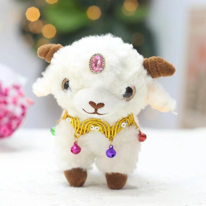 White Fluffy Sheep Stuffed Animal Soft Breathable Washable Fabric Adorable Big Eyes Great Gift for Kids Travel Companion