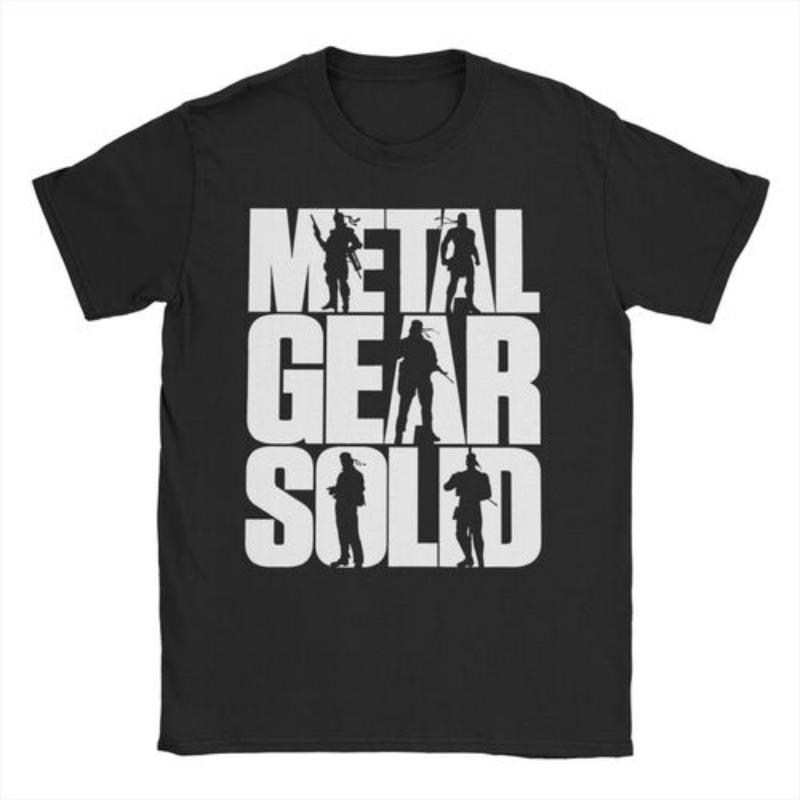 Herren Damen MGS1 Solid Snake Spiel T-Shirt Metal Gear Baumwolle Oberteile Lustige Kurzarm Rundhals T-Shirts Klassische T-Shirts