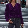 2026 Velvet High Neck Women's Long Sleeve Top - European, American, Korean Style for Spring/Autumn