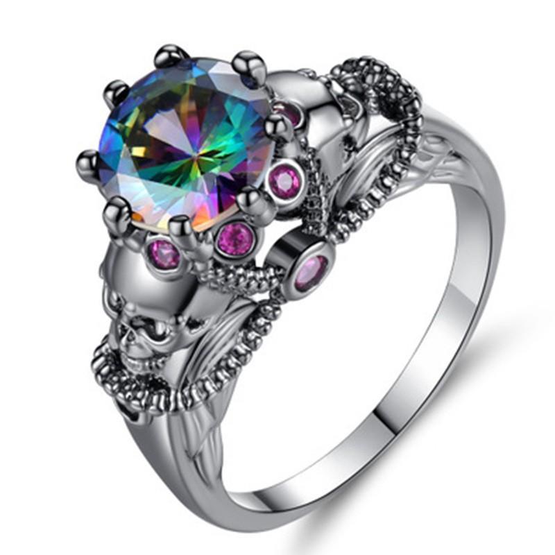 Personalized Retro Style Colorful Zircon Series Ring, Party Jewelry