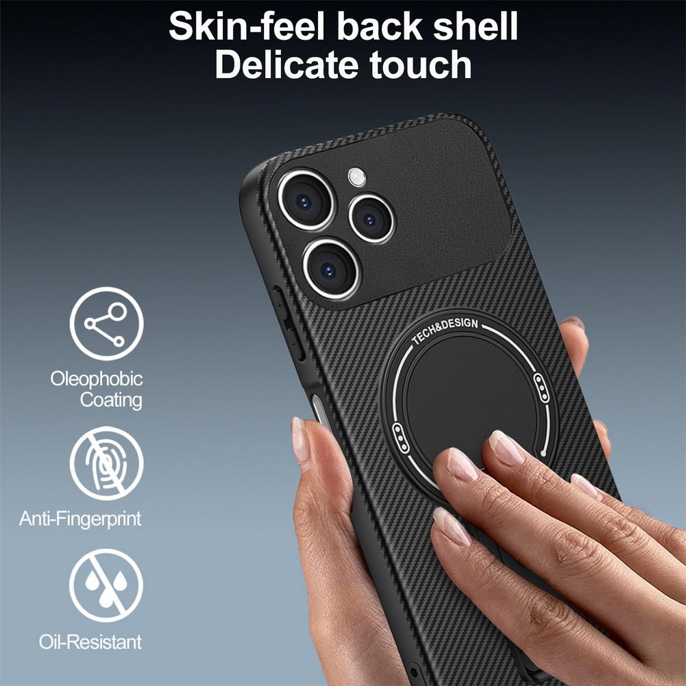 Carbon Fiber Invisible Stand Holder Built-in Magnetic Ring Case for Tecno Spark 40 Spark 30 Pro 30c 20 10c Spark Go 2024 Cover