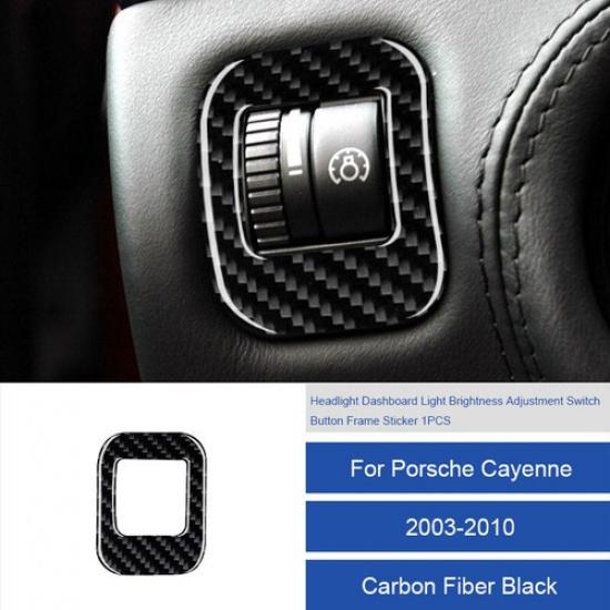 Carbon Fiber Headlight Brightness Adjust Switch Cover For Porsche Cayenne 03-10 Carbon Fiber（Black）