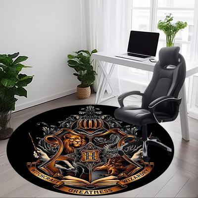 1pc Hogwarts Crest Carpet, Round Non-Slip Durable Large Size Office Carpet, Suitable for Office, Beautiful Decoration
