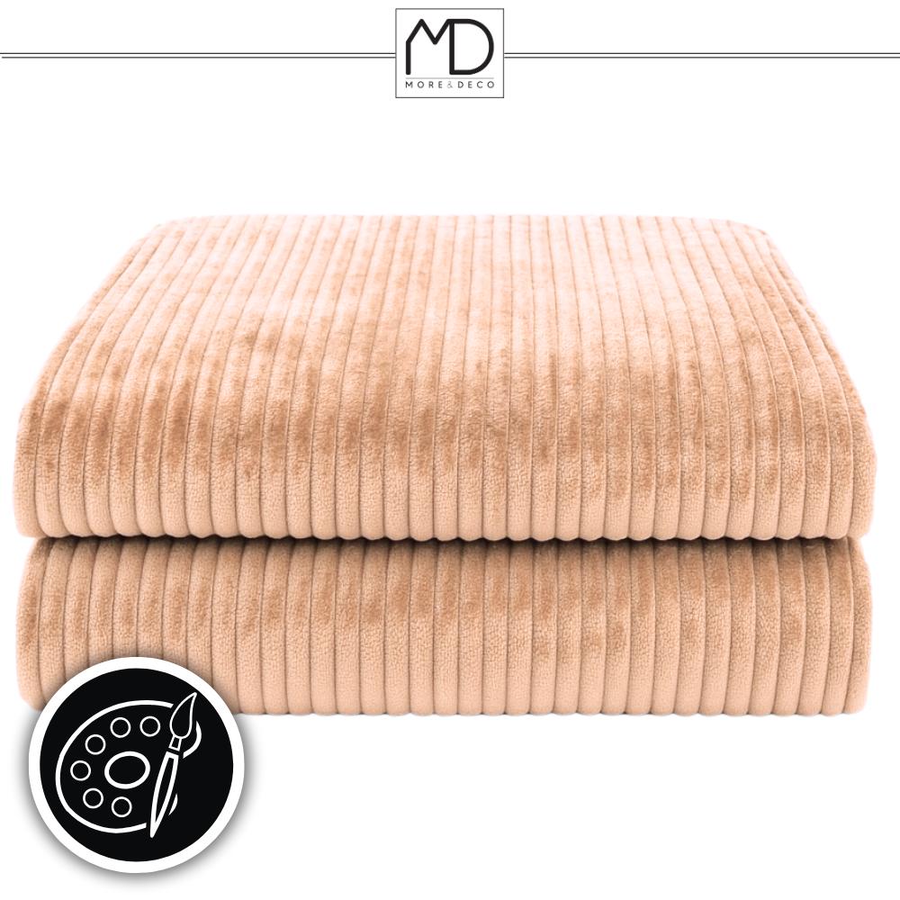 Striped blanket 160x200 cm plaid bedspread armchair beige birthday gift