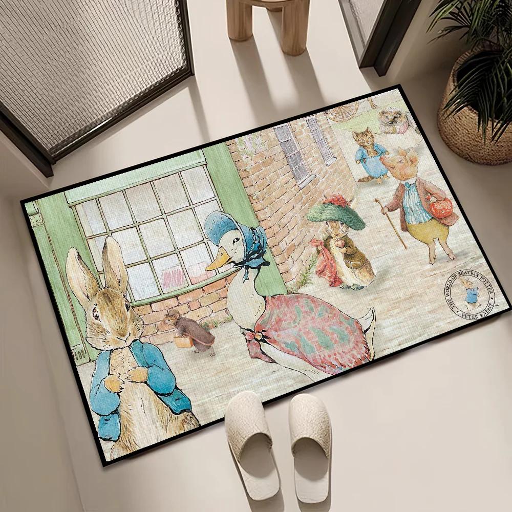 Cartoon P-Peter R-Rabbit Door Mat Welcome Non-slip Floor Mat Bedroom Kitchen Bath Balcony Hallway Rugs Home Decoration Carpet