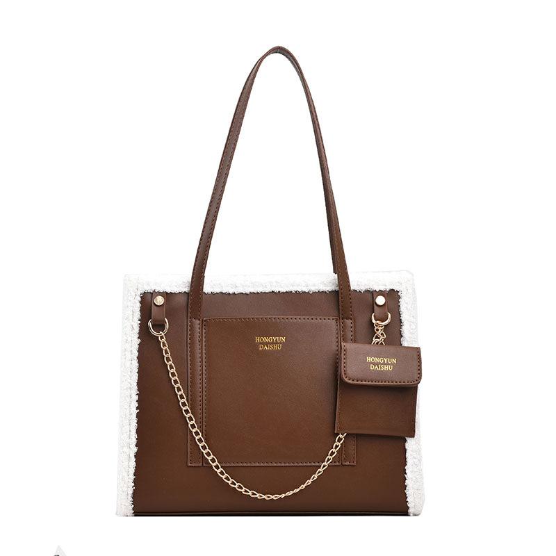 2025 autumn and winter new plush shoulder large capacity tote portable commuter wind women's bag