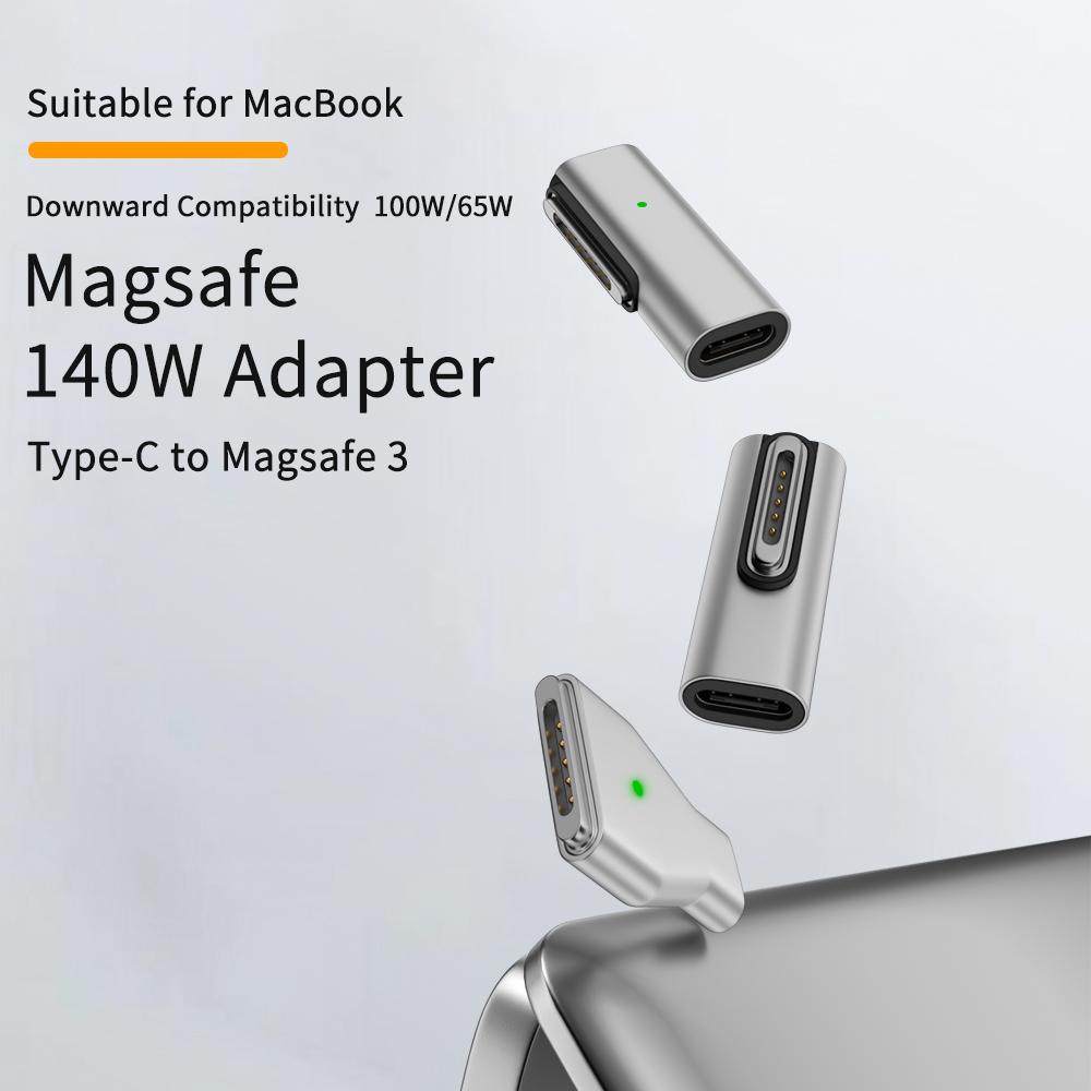 65W 100W 140W Type-C samice na Magsafe 3 Převodník Indikátorové světlo notebooku USB-C Magnetický adaptér Konektor pro MacBook Air/Pro