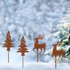 Metal Deer Christmas Garden Stake Rust Deer Yard Stakes Outdoor Yard Lawn Ornaments Holiday Stake Christmas