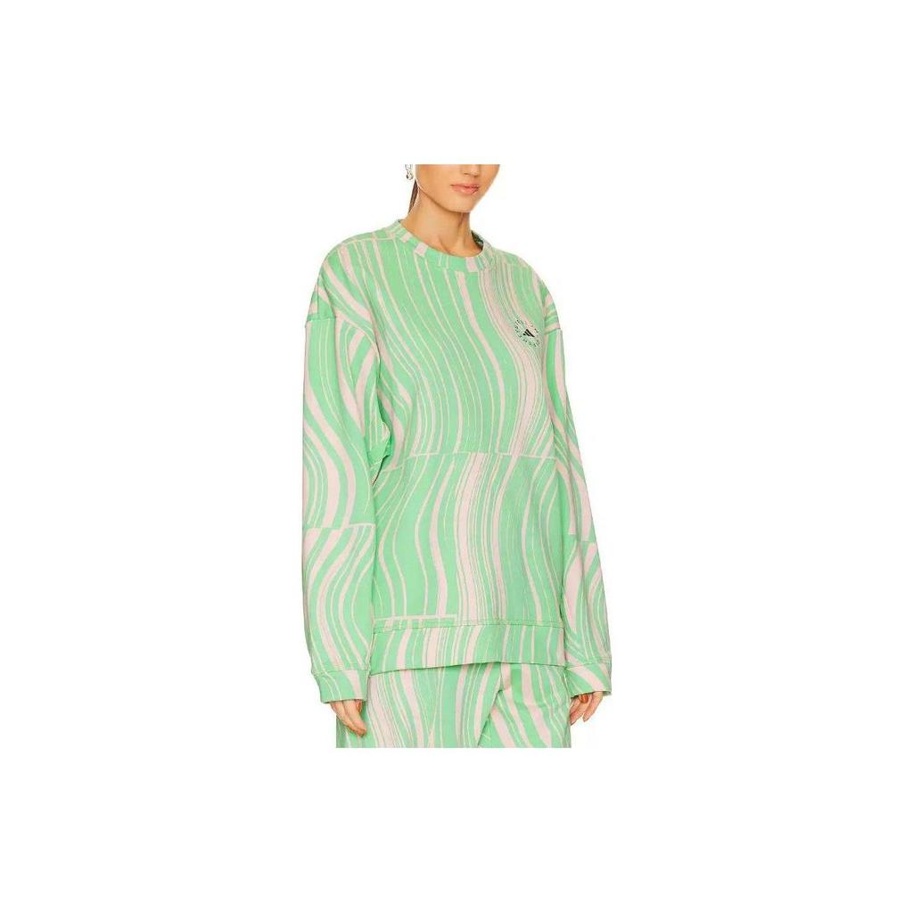 adidas X Stella McCartney Logo Print Welle Rundhals Pullover Langarm Sweatshirt Damen Sweatshirt Grün HT1105