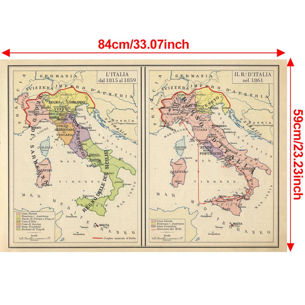 Fundal Harta Italiană-Harta Italiei Vintage,Decor de Perete Decor Acasă,Studiu,Instrumente Geografice,Instrumente Turism/educație