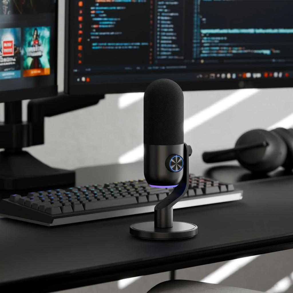 Streamplify MIC Mini, MIC-MINI-48-RGB-ST-BK, a unidirectional condenser microphone