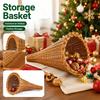 1 Stück Weihnachts-Rattan-Hornkorb Handgewebter Aufbewahrungshalter Süßigkeiten-Fruchtbehälter Tisch Haus Feiertagsparty Dekor
