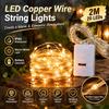 LED Copper Wire String Lights, 2m 20 LEDs, Warm White, IP65 Waterproof, Battery Operated