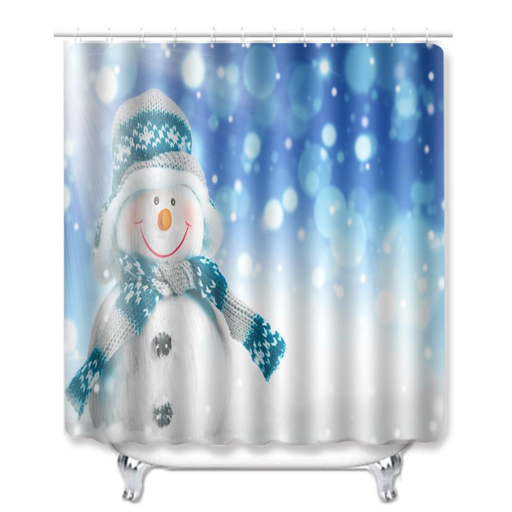 Christmas Bathroom Shower Curtain Four-Piece Combination Floor Mat Bathroom Water Absorbent Non-Slip Door Mat Bedroom Carpet